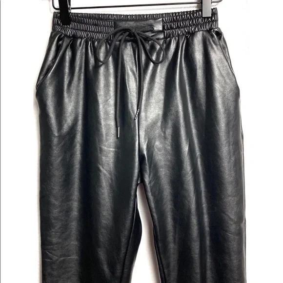 21 SAINTS BLACK FAUX LEATHER JOGGER PANTS - Picture 2 of 6